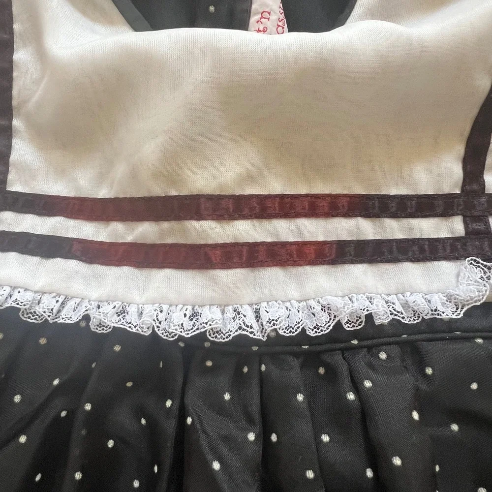 Sweet n Sassy Vintage Girls Fancy Dress Black Polka Dot Lace Ruffle‎ Sz 5